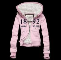 dames abercrombie fitch fleece hooded outwear zip 1892 lichtrood Outlet Rotterdam p7866695